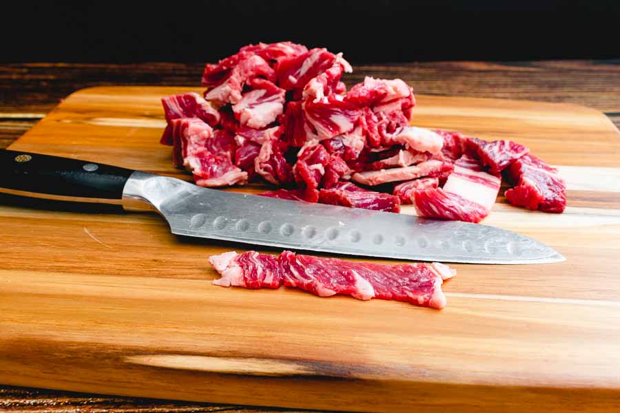 Thinly sliced ribeye steak