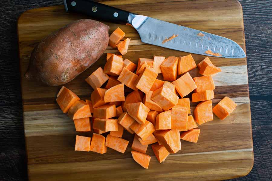 Peeled and chopped sweet potatoes