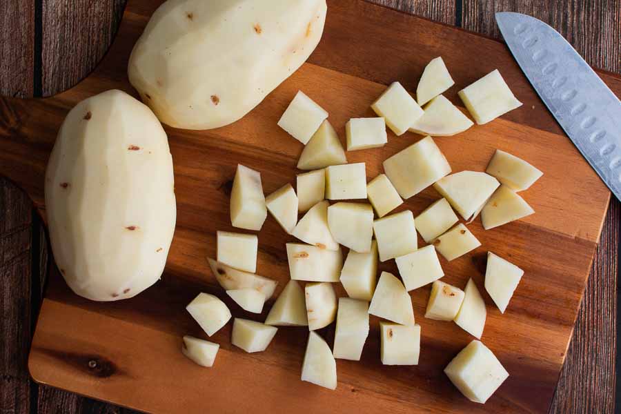 Peeled and chopped russet potatoes