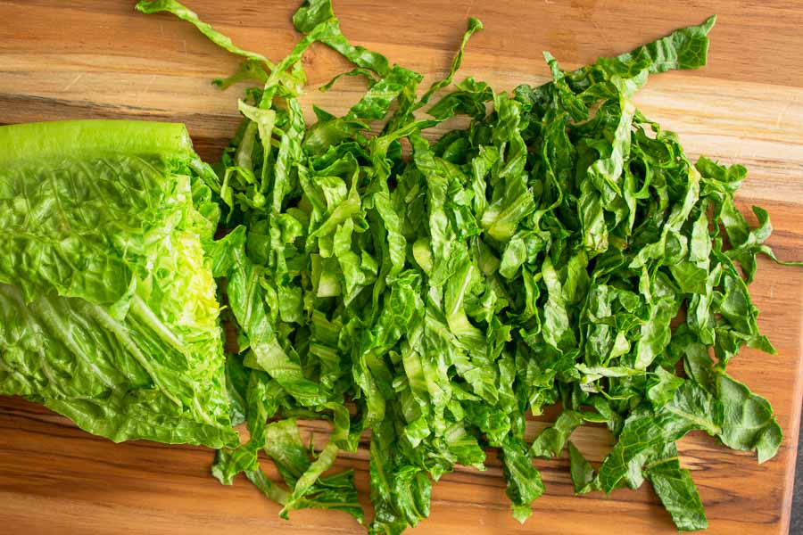 Thinly sliced romaine lettuce