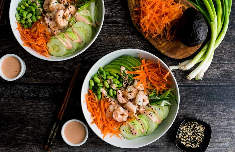 Shrimp Sushi Bowls with Cauliflower Rice