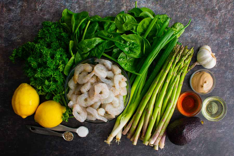 Shrimp, Asparagus and Avocado Salad Ingredients