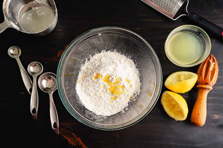 Mixing up the lemon glaze