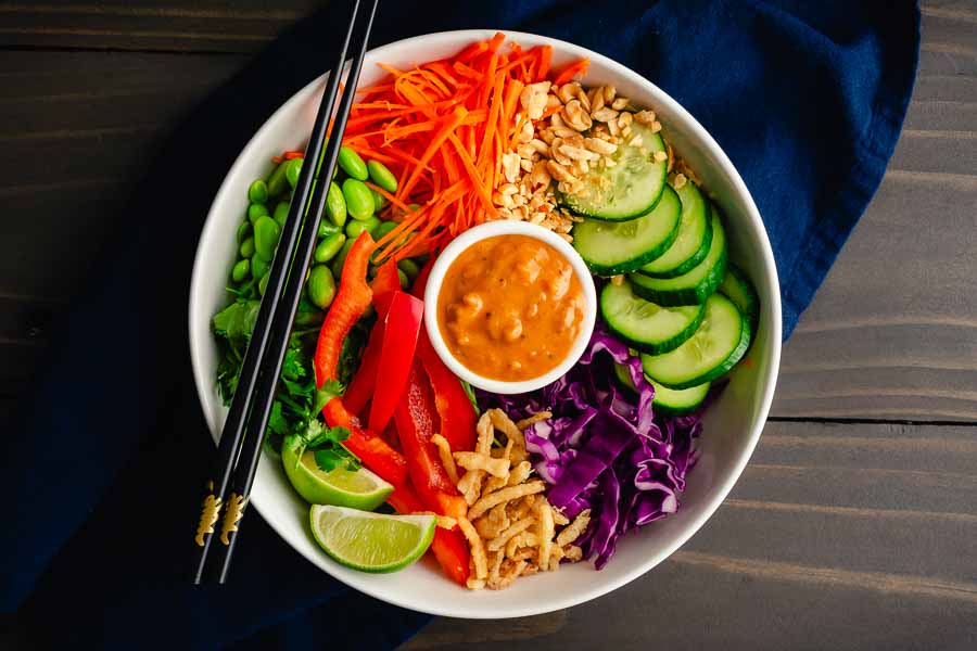 Rice Noodle Salad with Spicy Peanut Sauce