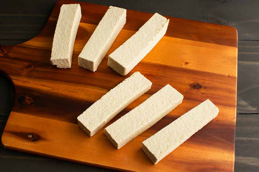 Tofu cut into 6 pieces