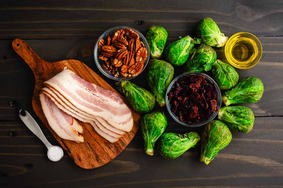 Brussels Sprouts with Bacon, Pecans, and Cranberries Ingredients