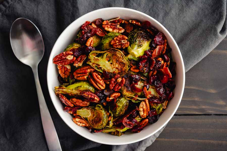 Brussels Sprouts with Bacon, Pecans, and Cranberries
