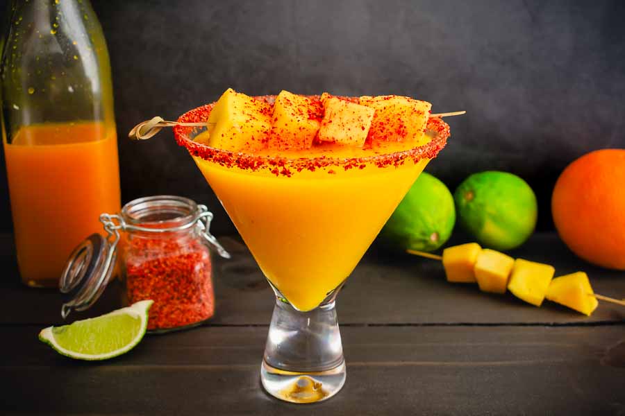 Mango Margaritas with a Turmeric Chili Twist