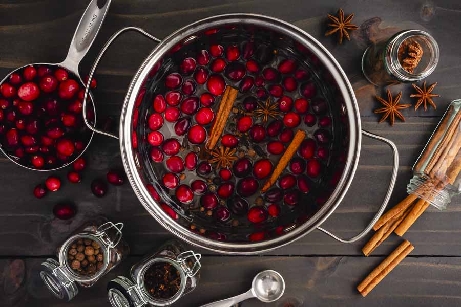 Making the Spiced Cranberry Syrup