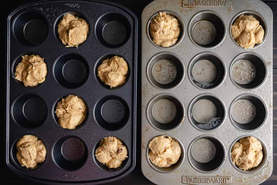 Batter in muffin pans