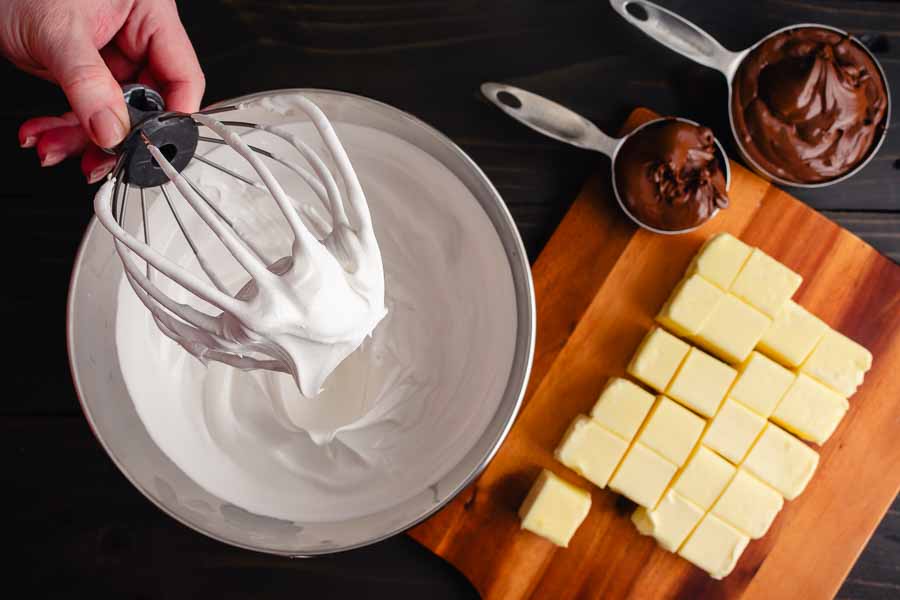 Meringue on a stand mixer whisk attachment