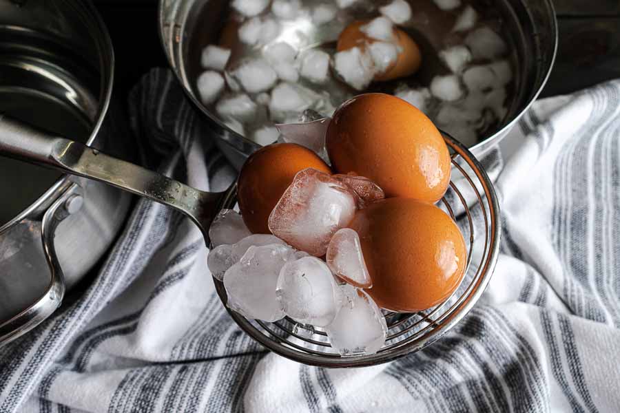 I cooled the soft-boiled eggs in an ice water bath